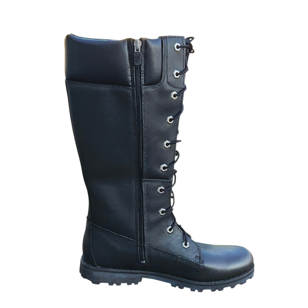 ⭐ Timberland Tall Black Lace-Up Combat Boots – Goth Moto Waterproof 9M & 7M Jr - Picture 6 of 16